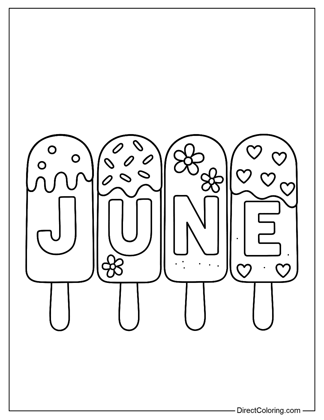 a cool popsicle coloring page that spells out the word 